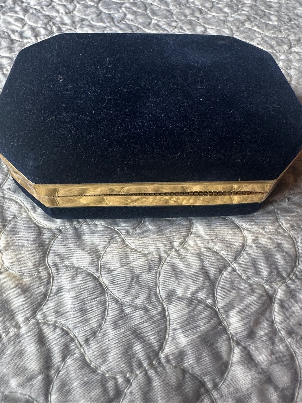 Blue Velvet vintage Jewelry Box with Mirror 8263 - Picture 2 of 3
